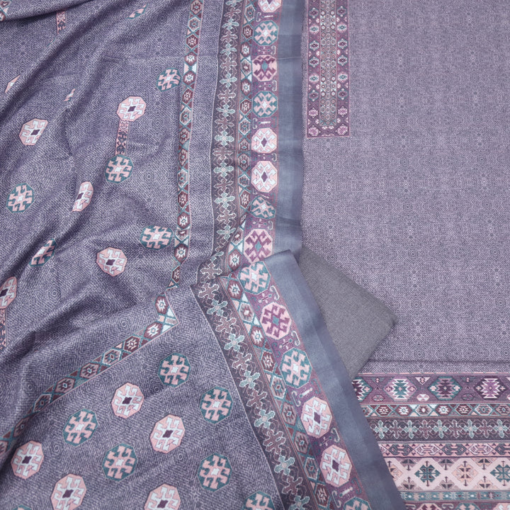 Kanya Mauve Pink Digital Printed Semi Pashmina Suit Set
