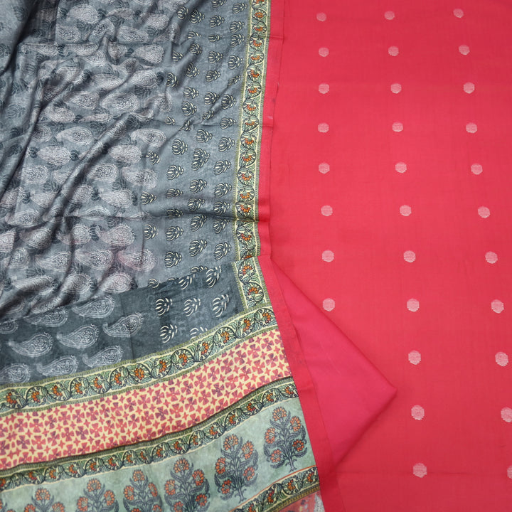 Sharara US Flag Pink Classic Dobby Work Pure Viscose Semi Pashmina Suit Set