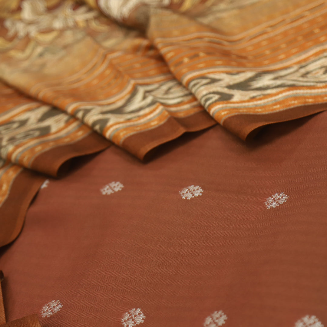 Sharara Chocolate Brown Classic Dobby Work Pure Viscose Semi Pashmina Suit Set