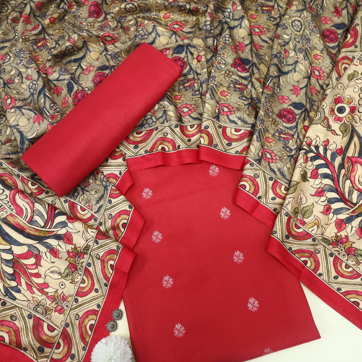 Sharara Ruby Pink Classic Dobby Work Pure Viscose Semi Pashmina Suit Set