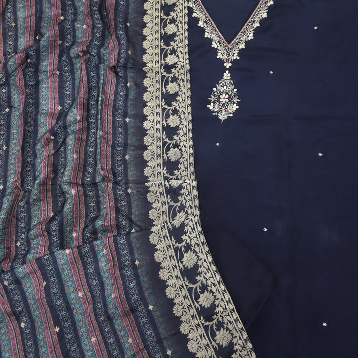 Sufiya Shadow Black V Neck Moti Work with Kardana Dola Silk Suit Set