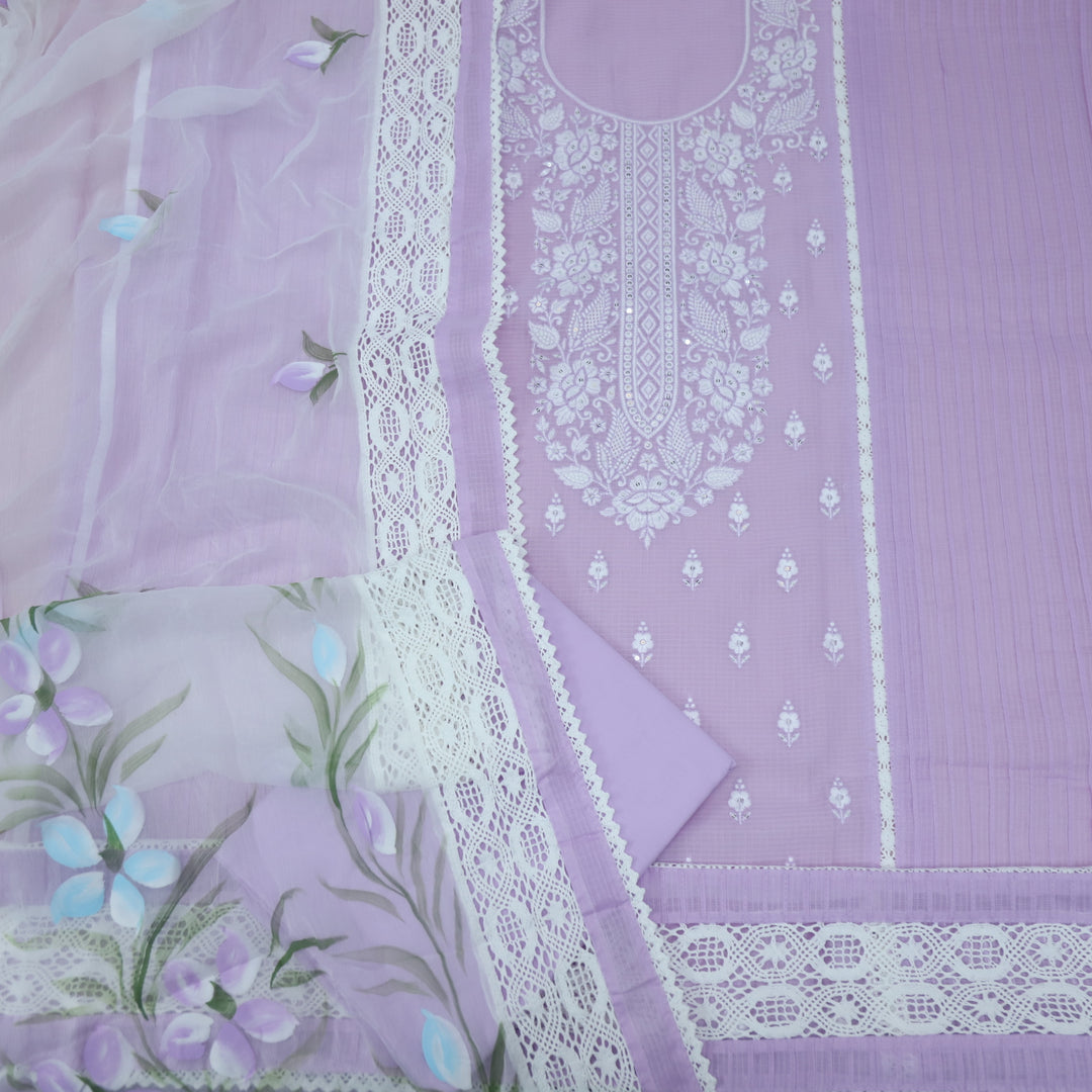 Keher Mauve Purple Embroidered Neck Work Kota Suit Set-D1