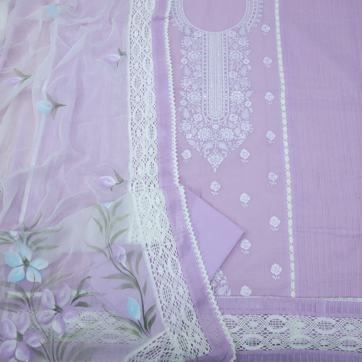 Keher Mauve Purple Embroidered Neck Work Kota Suit Set-D3