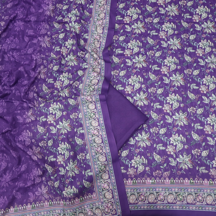 Farishta Lilac Shadow Digital Floral Printed Semi Pashmina Suit Set