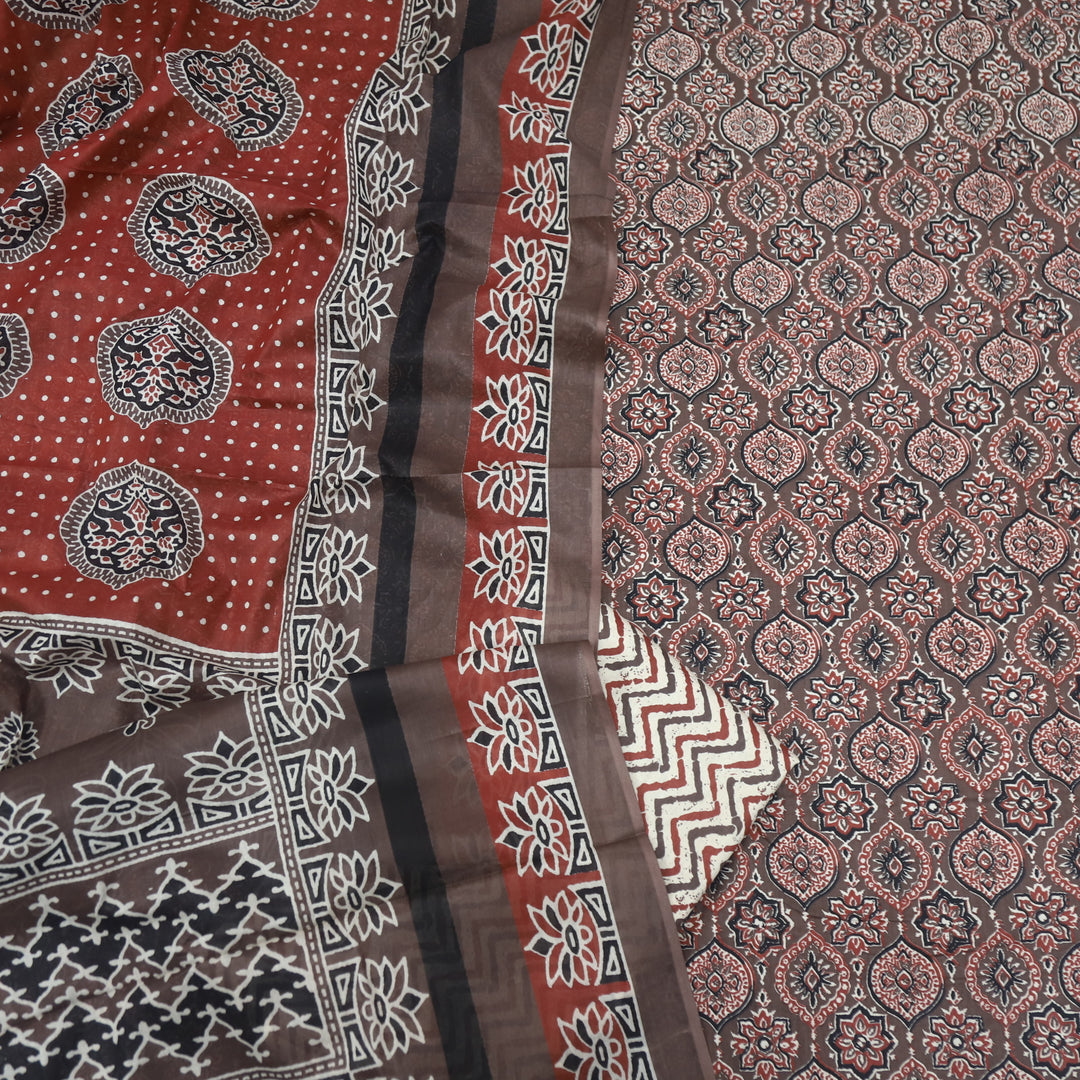 Kashish Ebony Black All Over Ajrak Printed Jam Cotton Suit Set D1