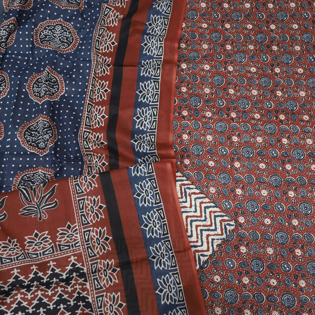 Tasavvur Cherry Red All Over Ajrak Printed Jam Cotton Suit Set D2