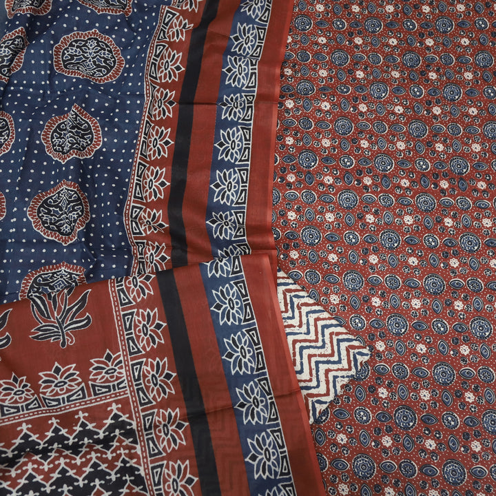 Tasavvur Cherry Red All Over Ajrak Printed Jam Cotton Suit Set D2