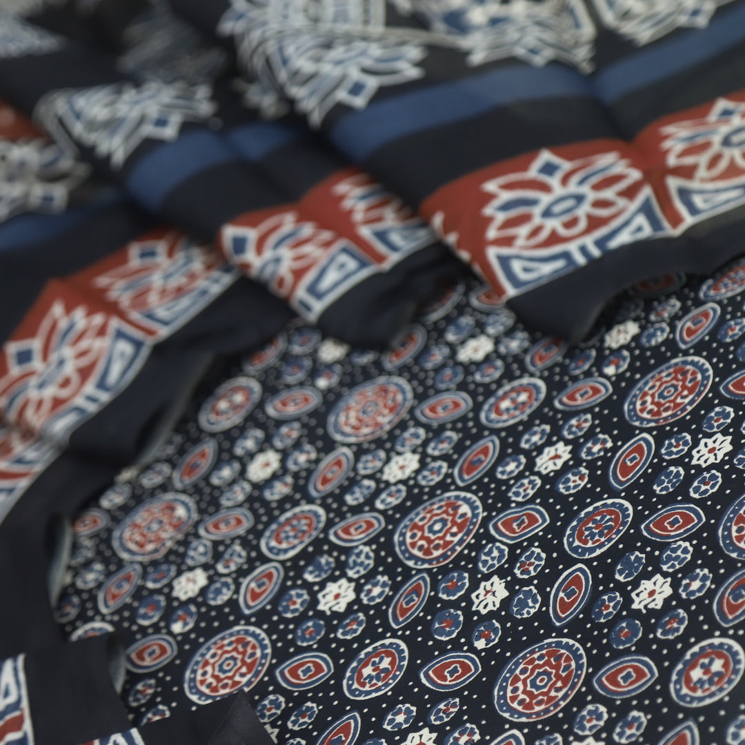 Tasavvur  Ebony Black All Over Ajrak Printed Jam Cotton Suit Set D2