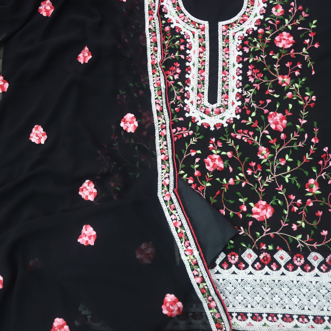 Nushrat Ebony Black All Over Thread Work Chiffon Suit Set
