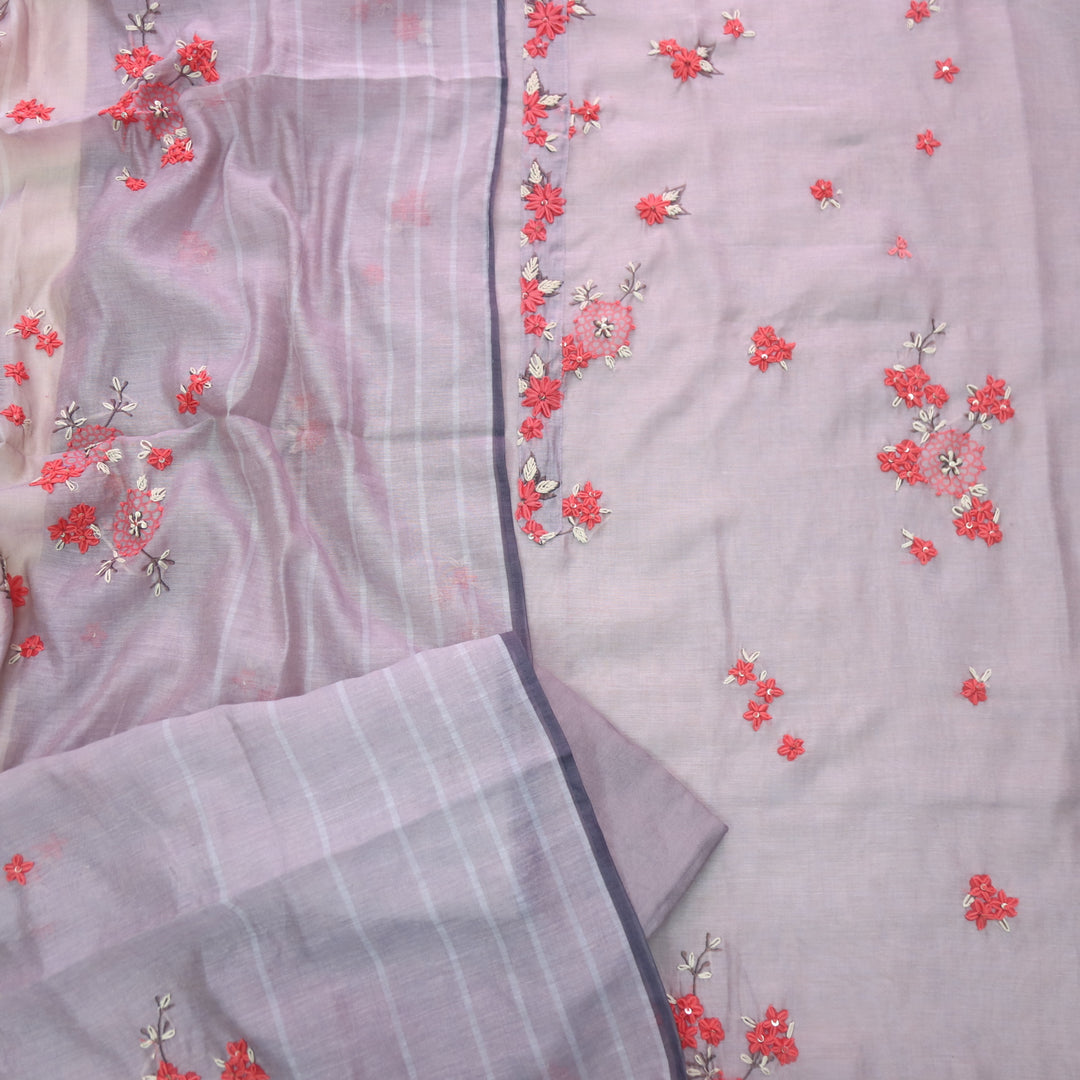 Alhada Light Heather Purple Kantha Embroidery Chanderi Suit Set