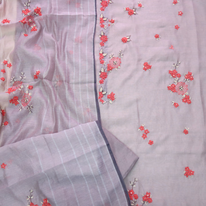 Alhada Light Heather Purple Kantha Embroidery Chanderi Suit Set