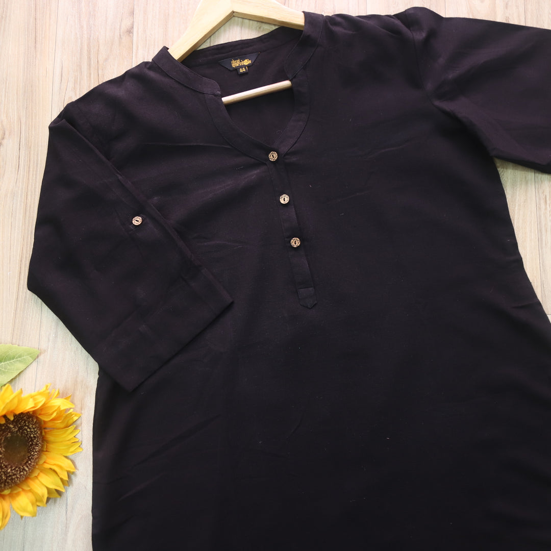 Black Cotton Short Kurti