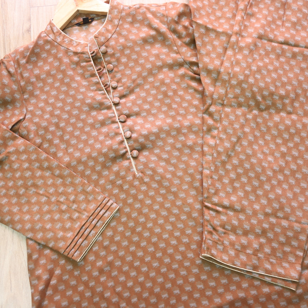 Light Peanut Brown Semi Pashmina Balloon Bottom Co Ord Set