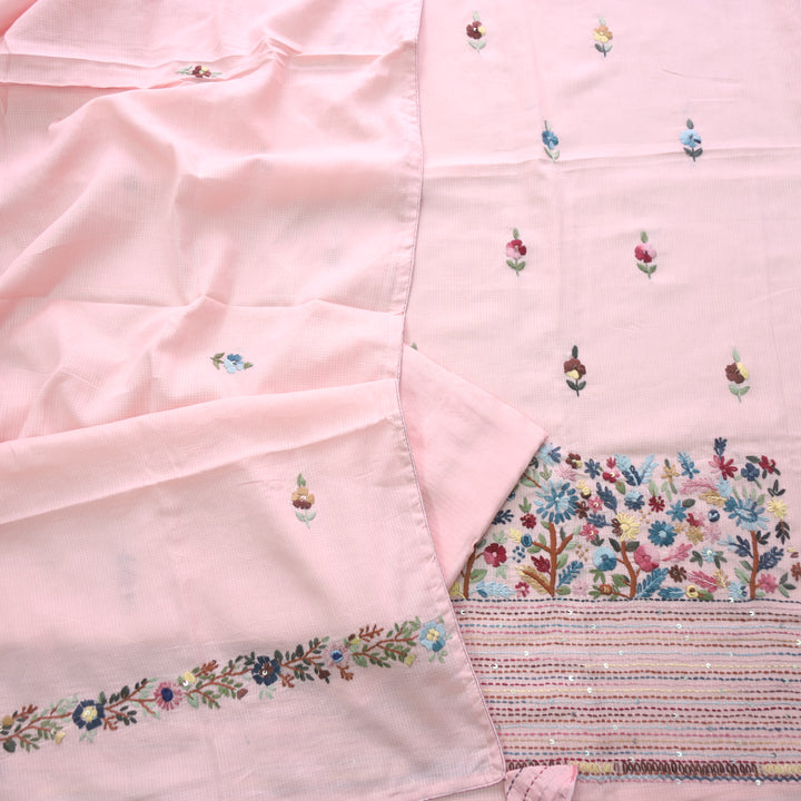 Gulbahar Soft Pink All Over Thread Work Kota Doriya Suit Set