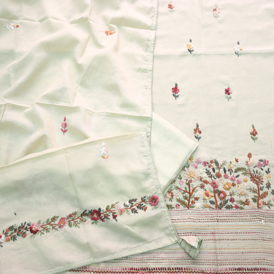 Gulbahar Mint Green All Over Thread Work Kota Doriya Suit Set