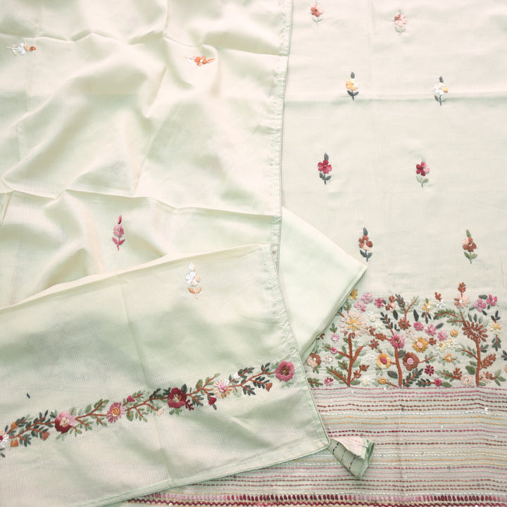 Gulbahar Mint Green All Over Thread Work Kota Doriya Suit Set