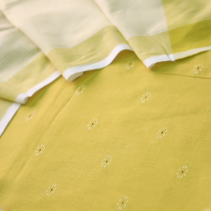 Madhubala Yellow All Over Thread Weaved Handloom Cotton Suit Set