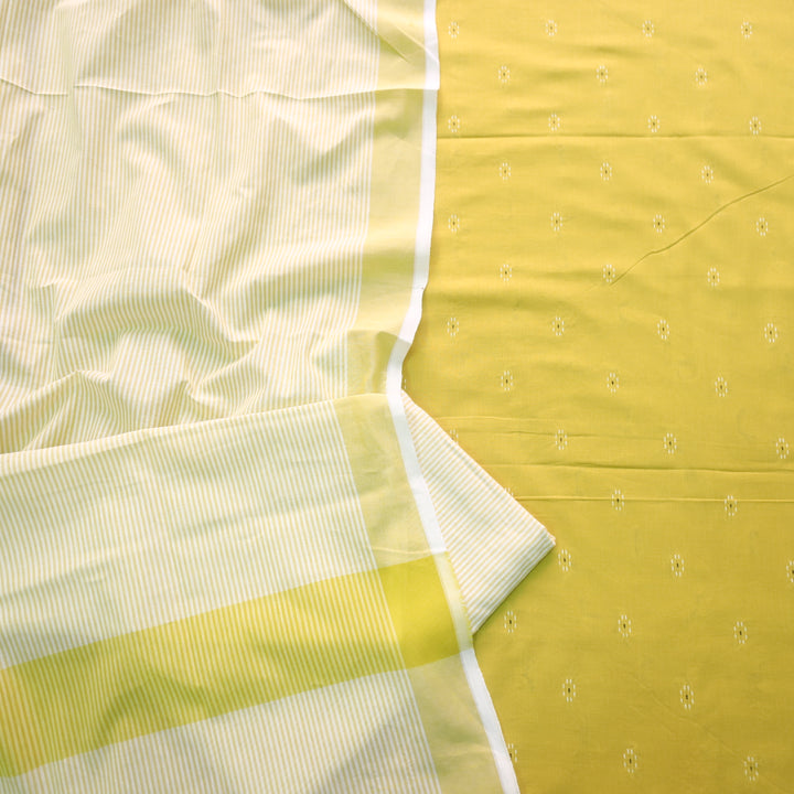 Madhubala Yellow All Over Thread Weaved Handloom Cotton Suit Set