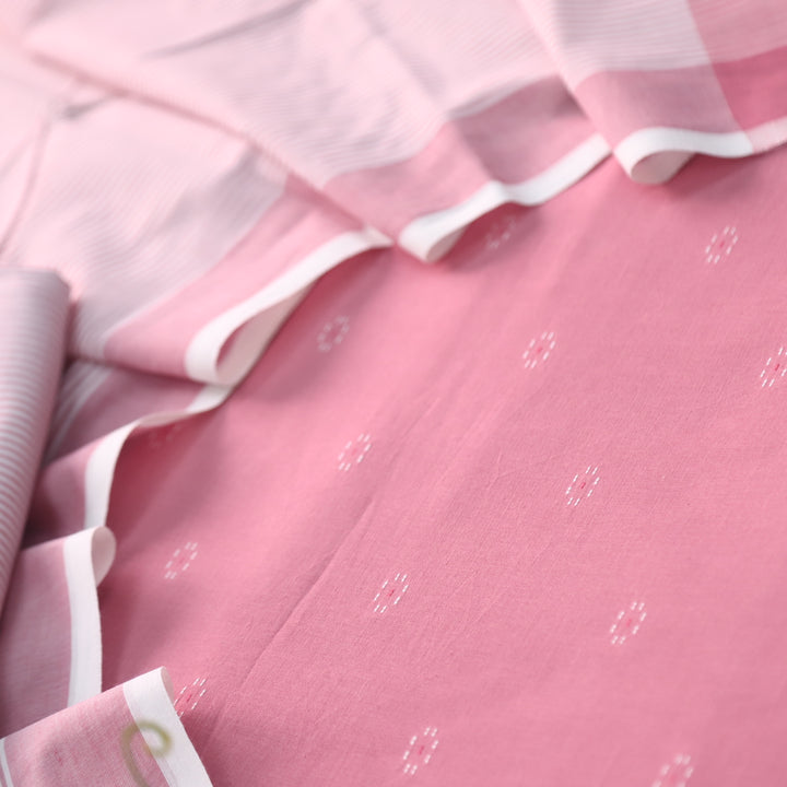 Madhubala Pink All Over Thread Weaved Handloom Cotton Suit Set
