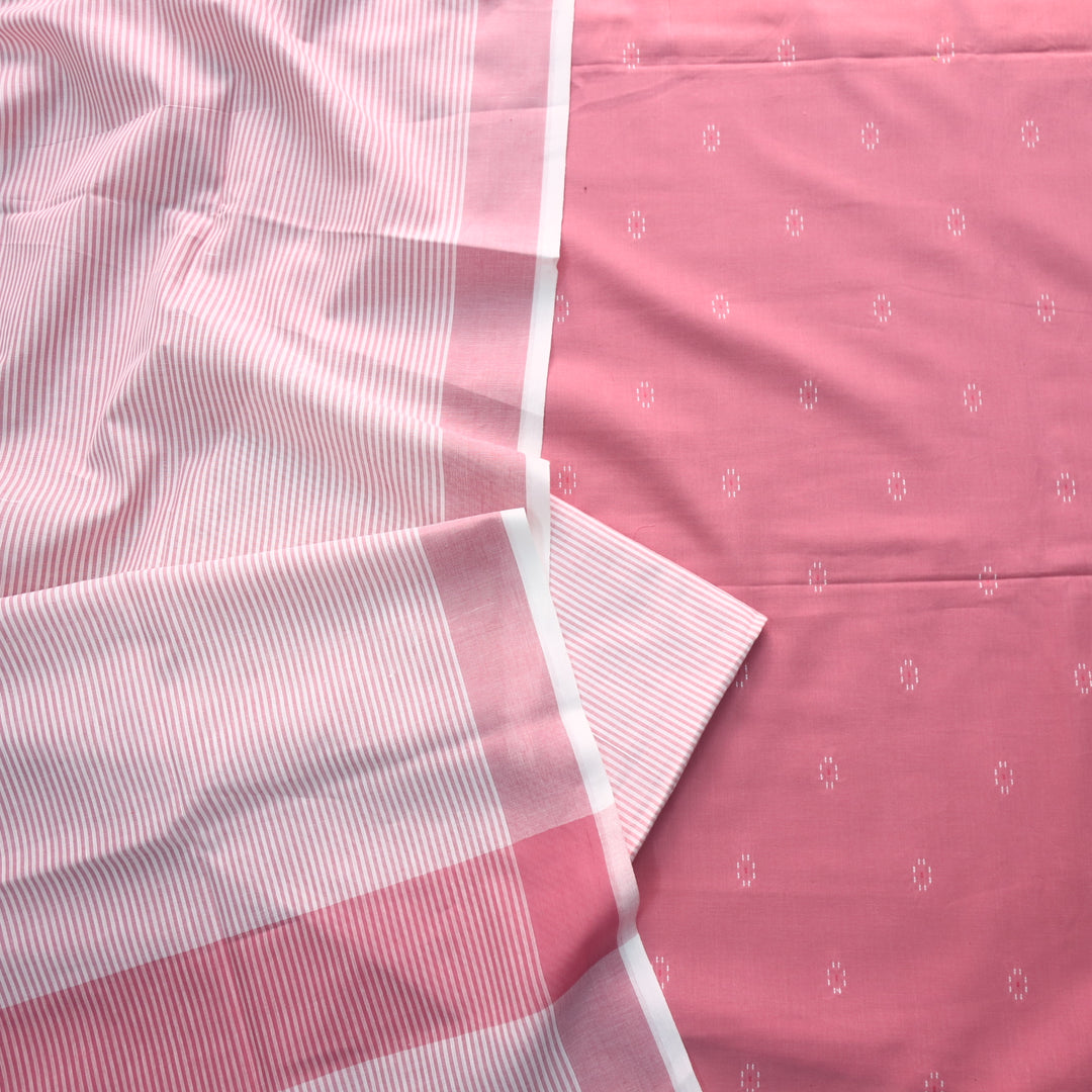 Madhubala Pink All Over Thread Weaved Handloom Cotton Suit Set