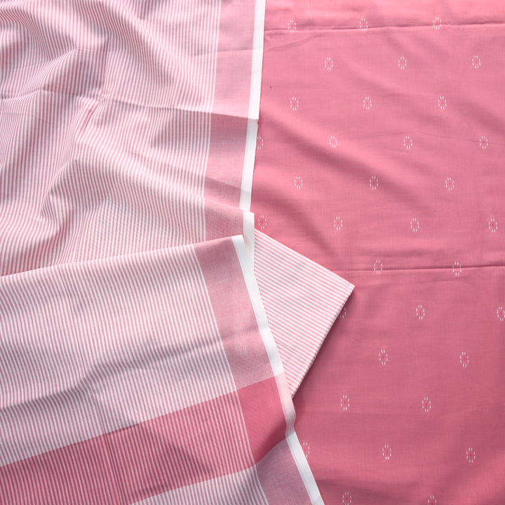 Madhubala Pink All Over Thread Weaved Handloom Cotton Suit Set