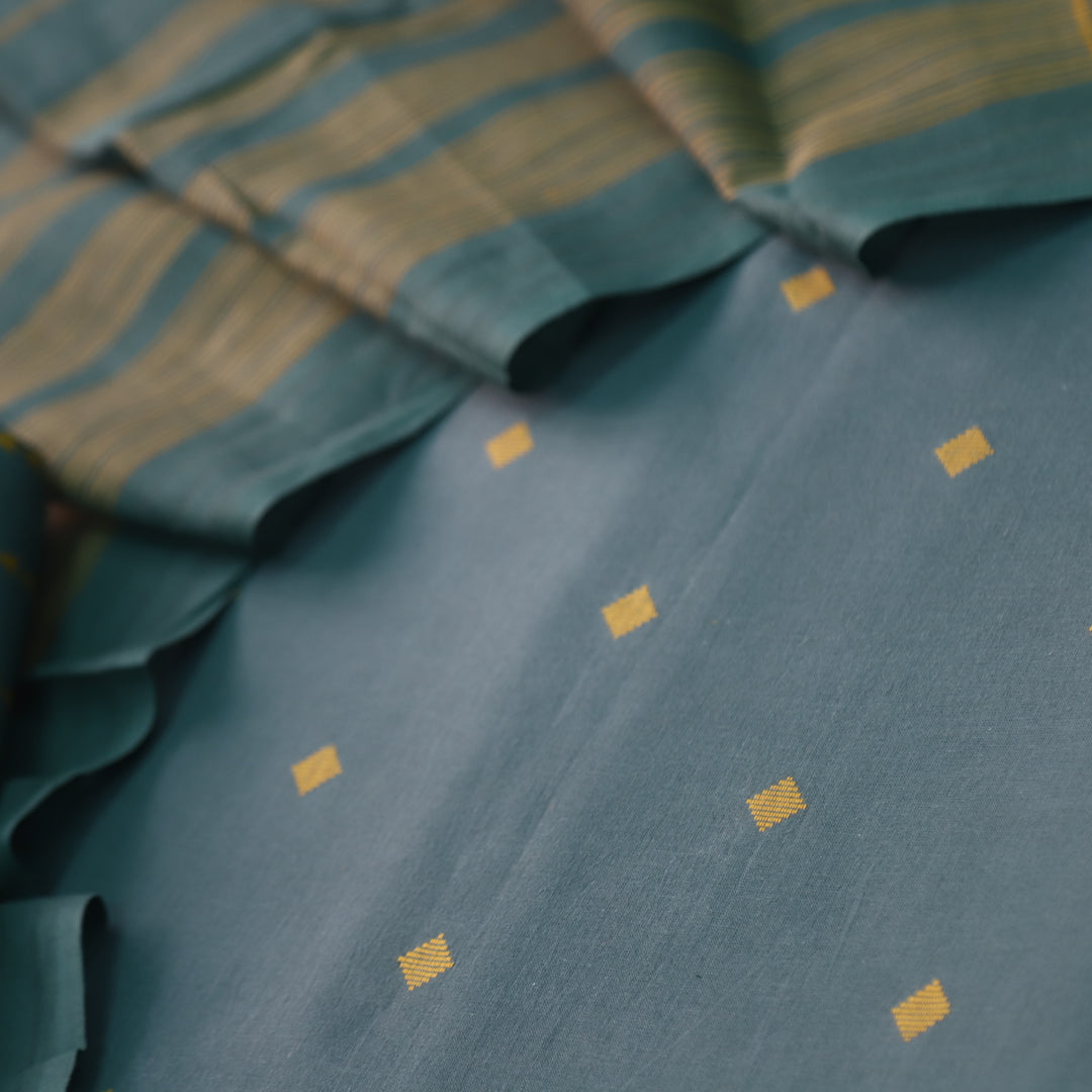 Madhubala Forest Green All Over Thread Weaved Handloom Cotton Suit Set