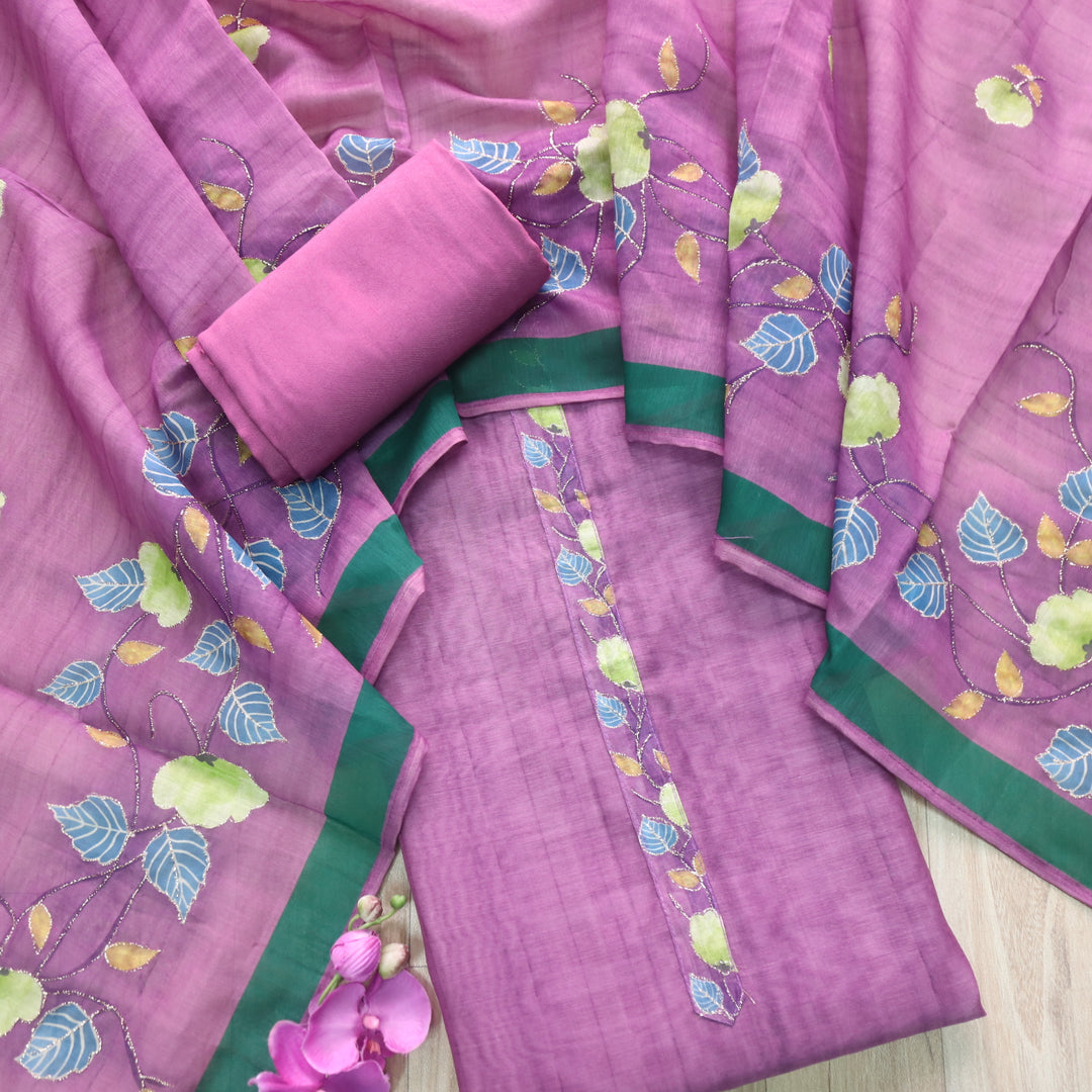 Kohinoor Grape Purple Pichwai Print Zari Work Chanderi Suit Set