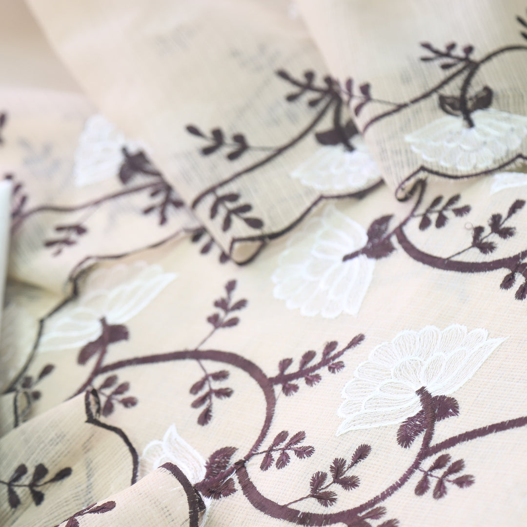 Kamleya Skin Beige All Over Floral Thread Work Kota Doriya Suit Set
