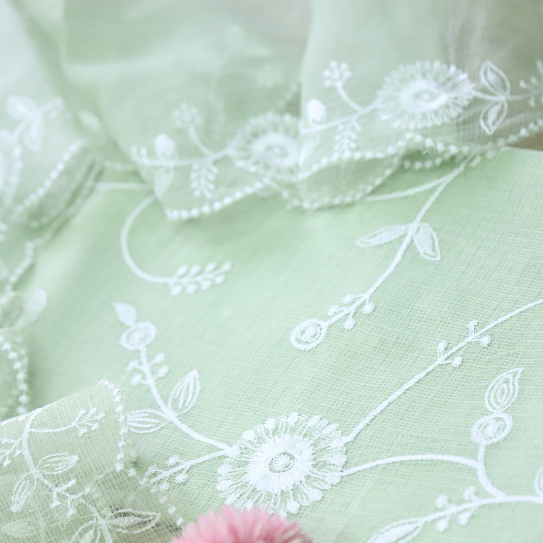 Kamleya Mint Green All Over Floral Thread Work Kota Doriya Suit Set