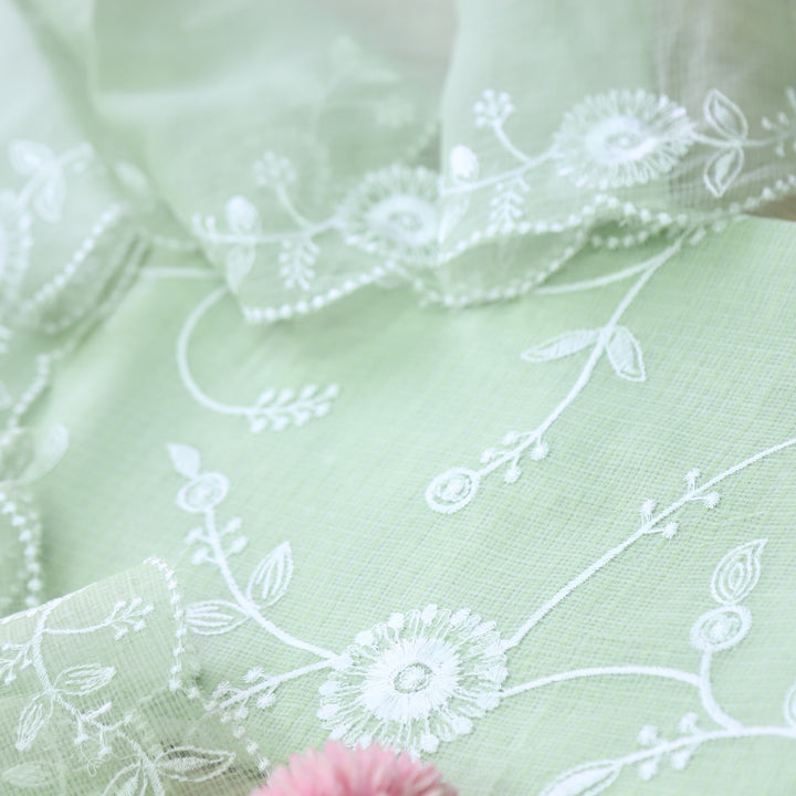Kamleya Mint Green All Over Floral Thread Work Kota Doriya Suit Set