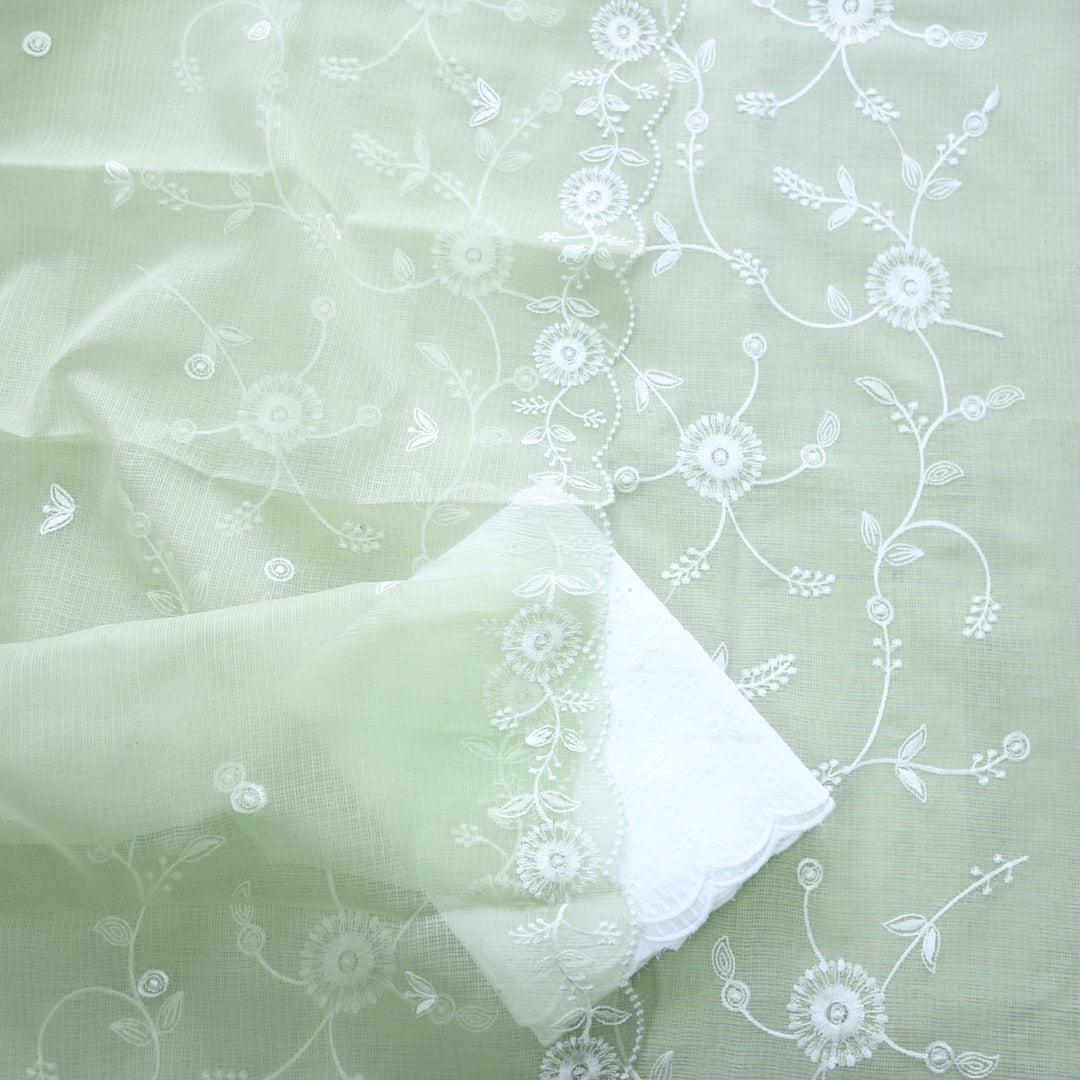 Kamleya Mint Green All Over Floral Thread Work Kota Doriya Suit Set