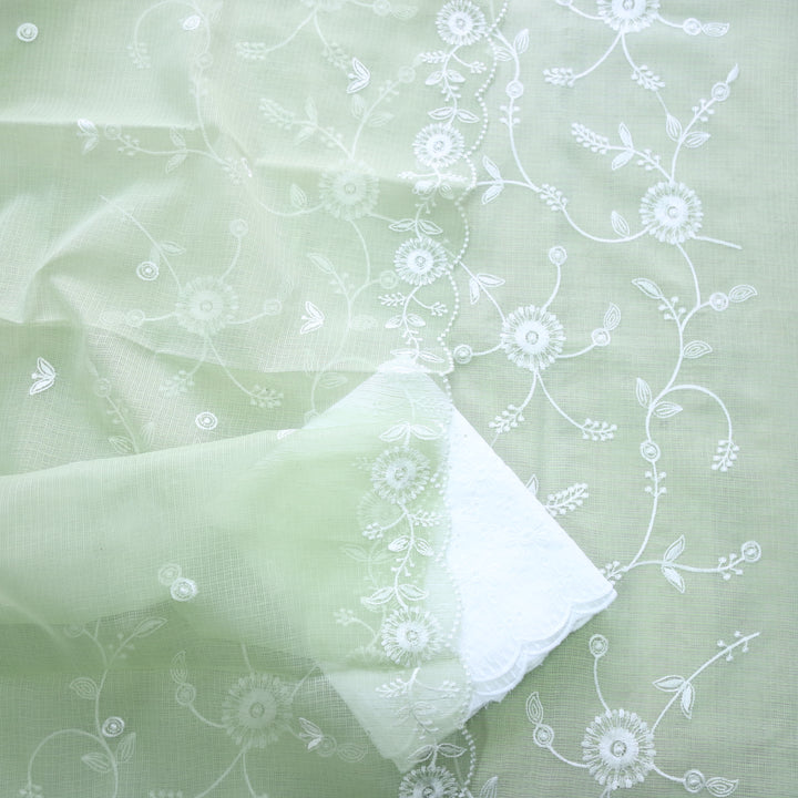 Kamleya Mint Green All Over Floral Thread Work Kota Doriya Suit Set