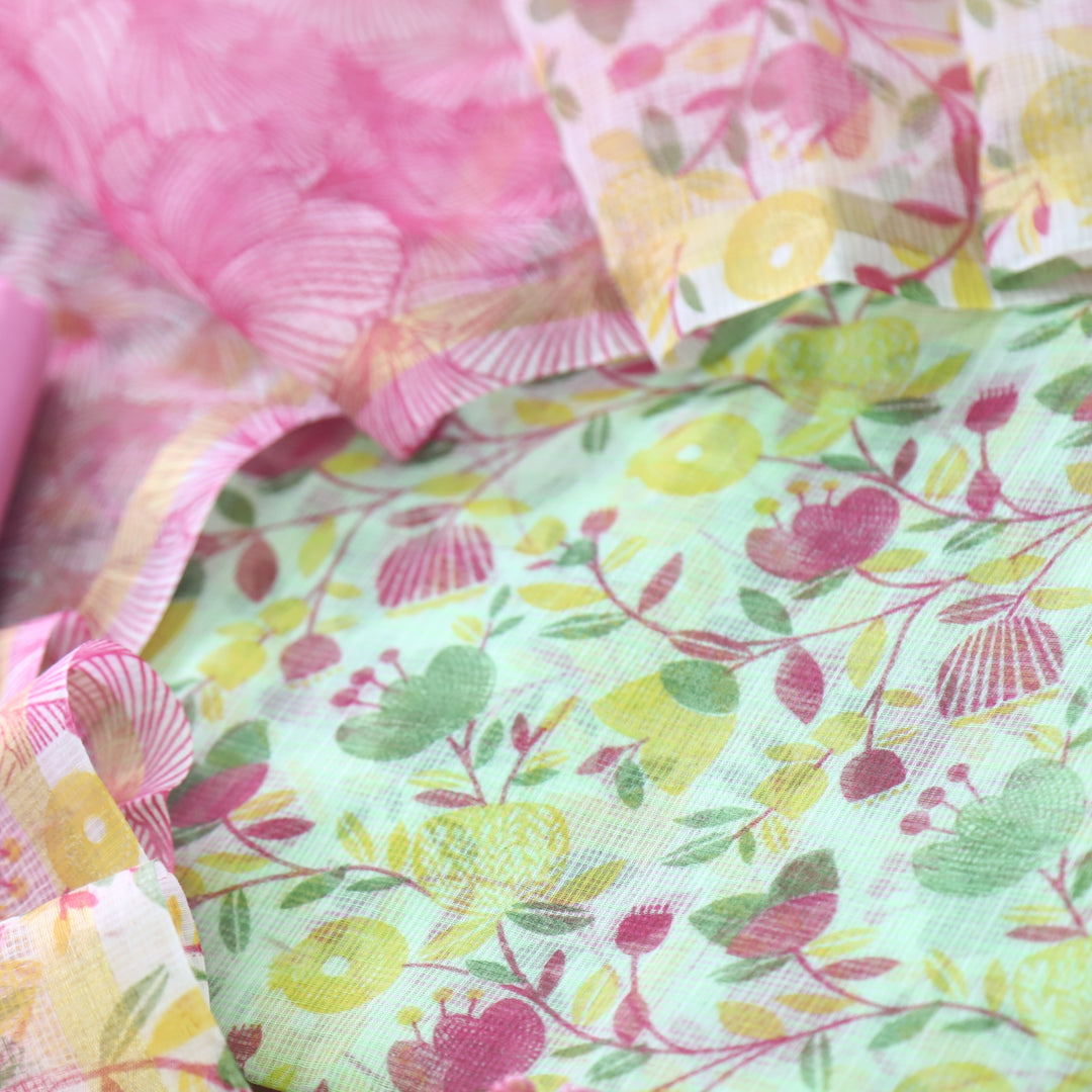 Kamleya Mint Green All Over Floral Printed Kota Doriya Suit Set