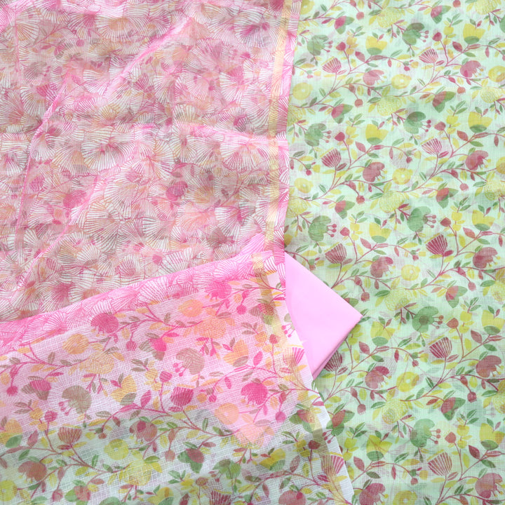 Kamleya Mint Green All Over Floral Printed Kota Doriya Suit Set