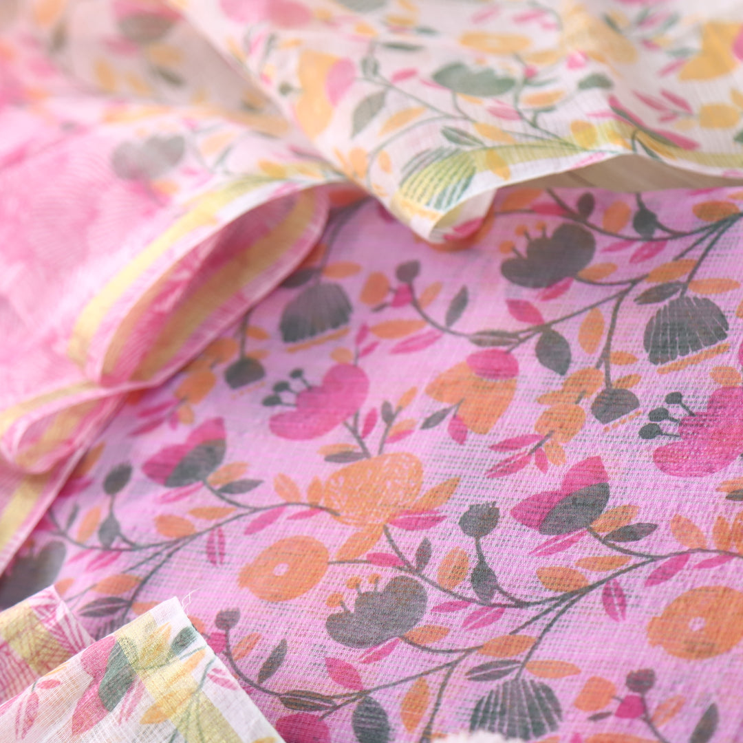 Kamleya Lavender Purple All Over Floral Printed Kota Doriya Suit Set