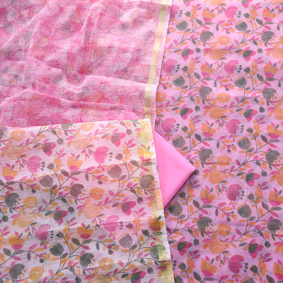 Kamleya Lavender Purple All Over Floral Printed Kota Doriya Suit Set