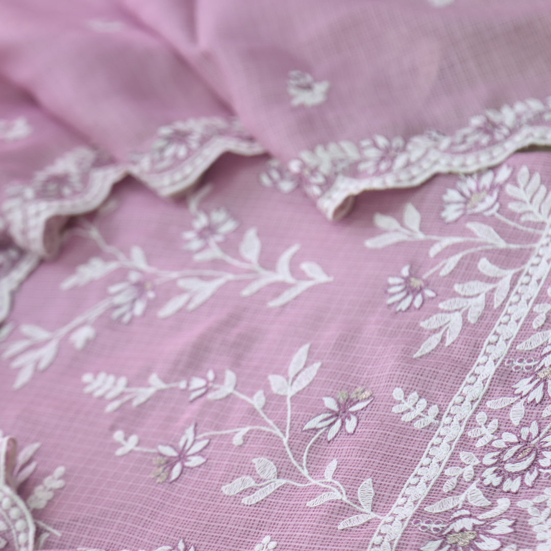 Mahi Mauve Pink All Over Thread Embroidered Kota Doriya suit Set