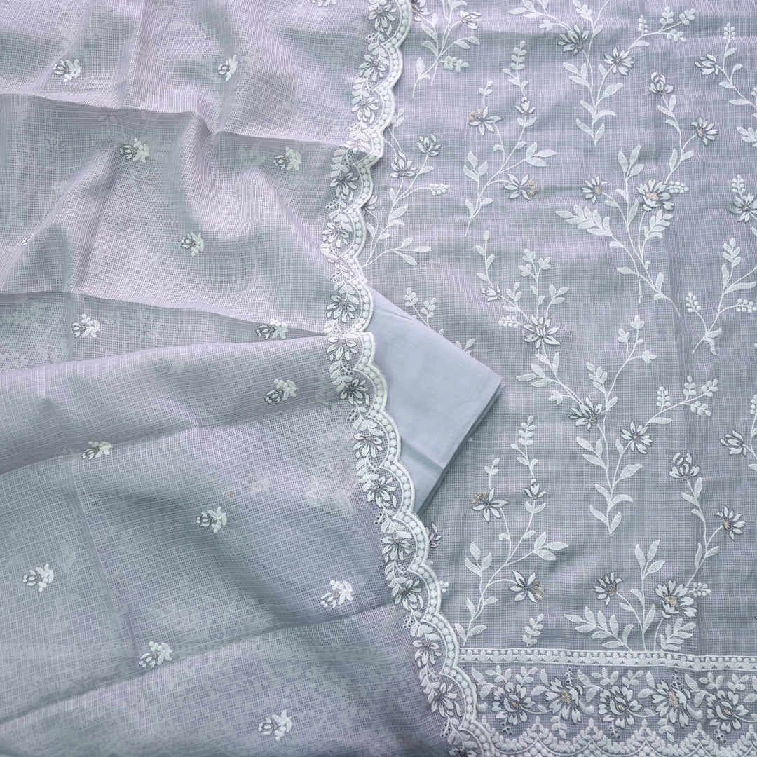 Mahi Fossil Grey All Over Thread Embroidered Kota Doriya suit Set