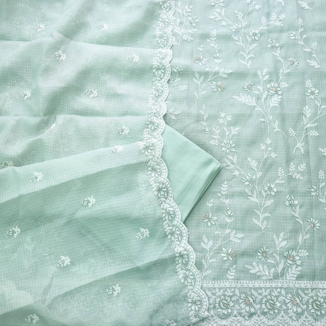 Mahi Sage Green All Over Thread Embroidered Kota Doriya suit Set
