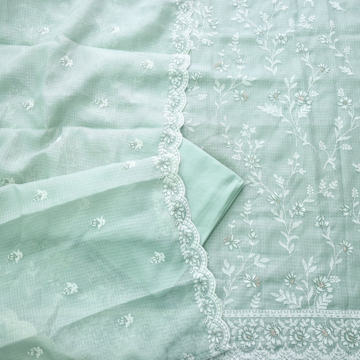 Mahi Sage Green All Over Thread Embroidered Kota Doriya suit Set
