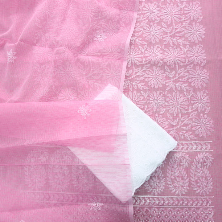 Kamleya Candy Pink All Over Floral Thread Work Kota Doriya Suit Set