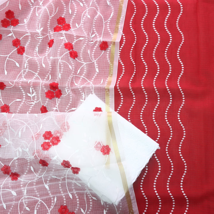 Kamleya Love Red All Over Thread Work Kota Doriya Suit Set