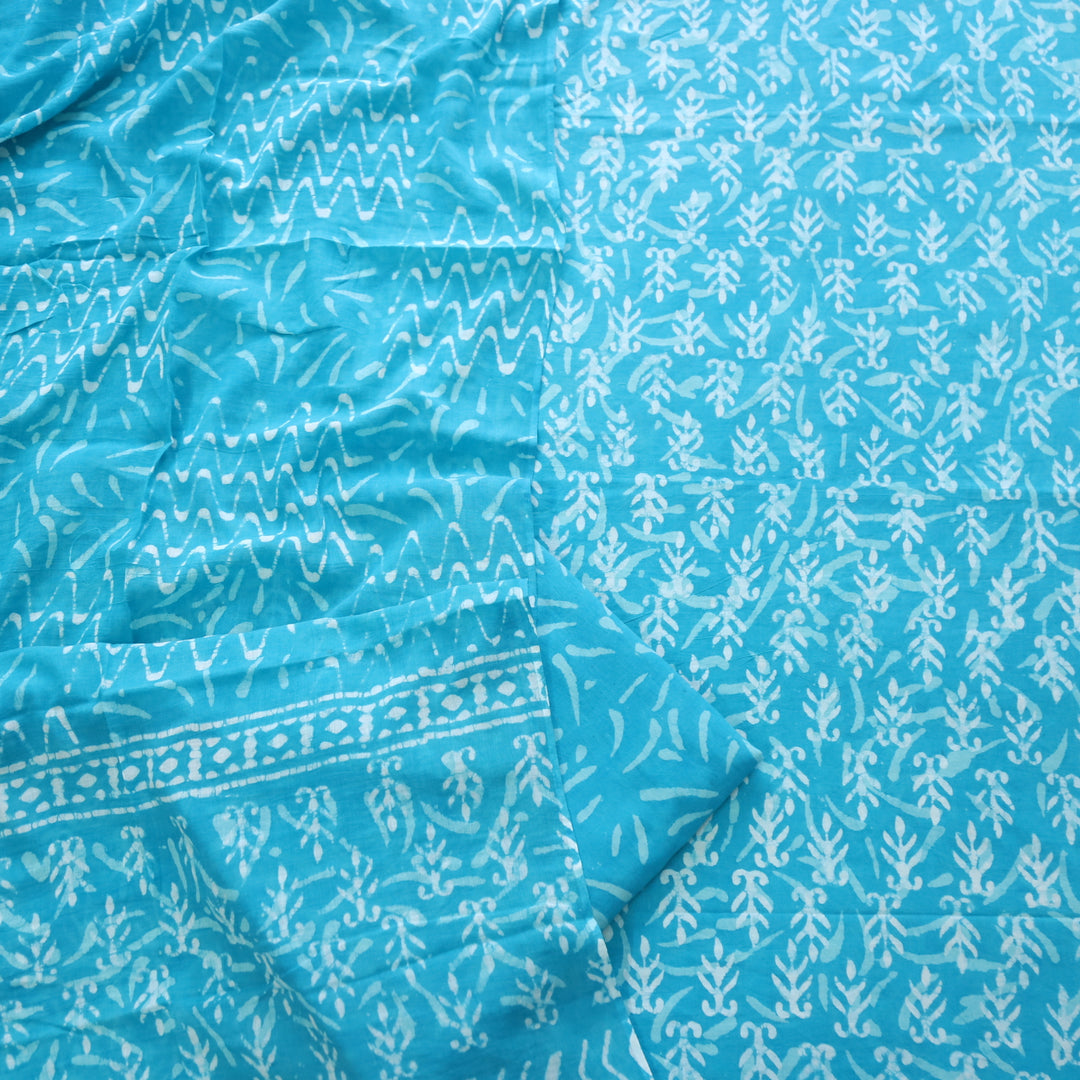 Ada Light Blue Dabu Inspired Printed Cotton Suit Set