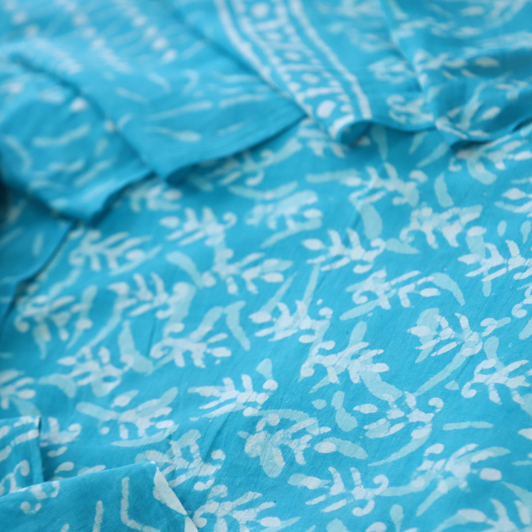 Ada Light Blue Dabu Inspired Printed Cotton Suit Set