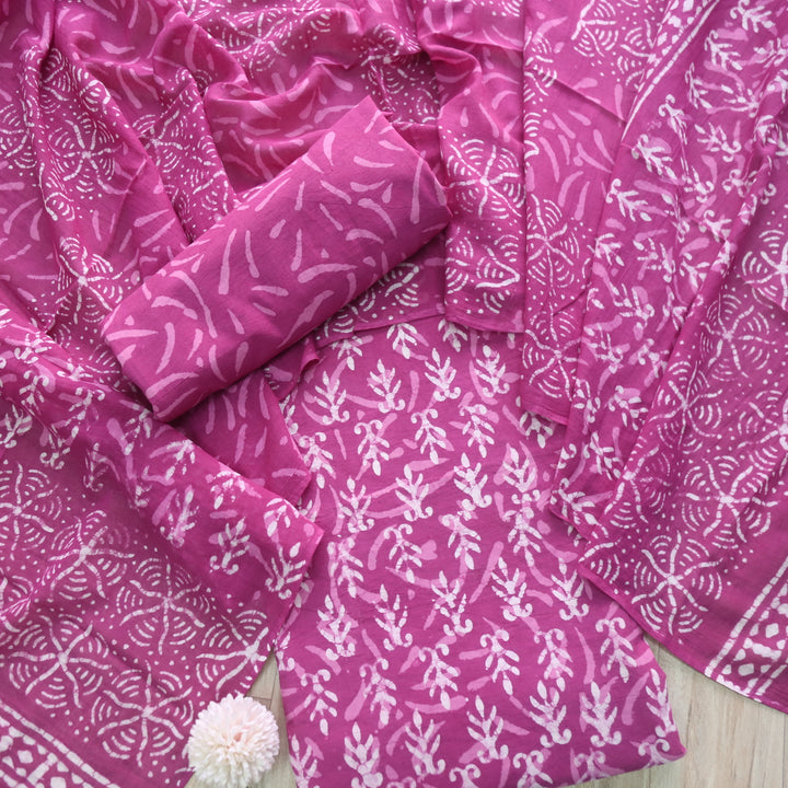 Ada Jam Purple Dabu Inspired Printed Cotton Suit Set