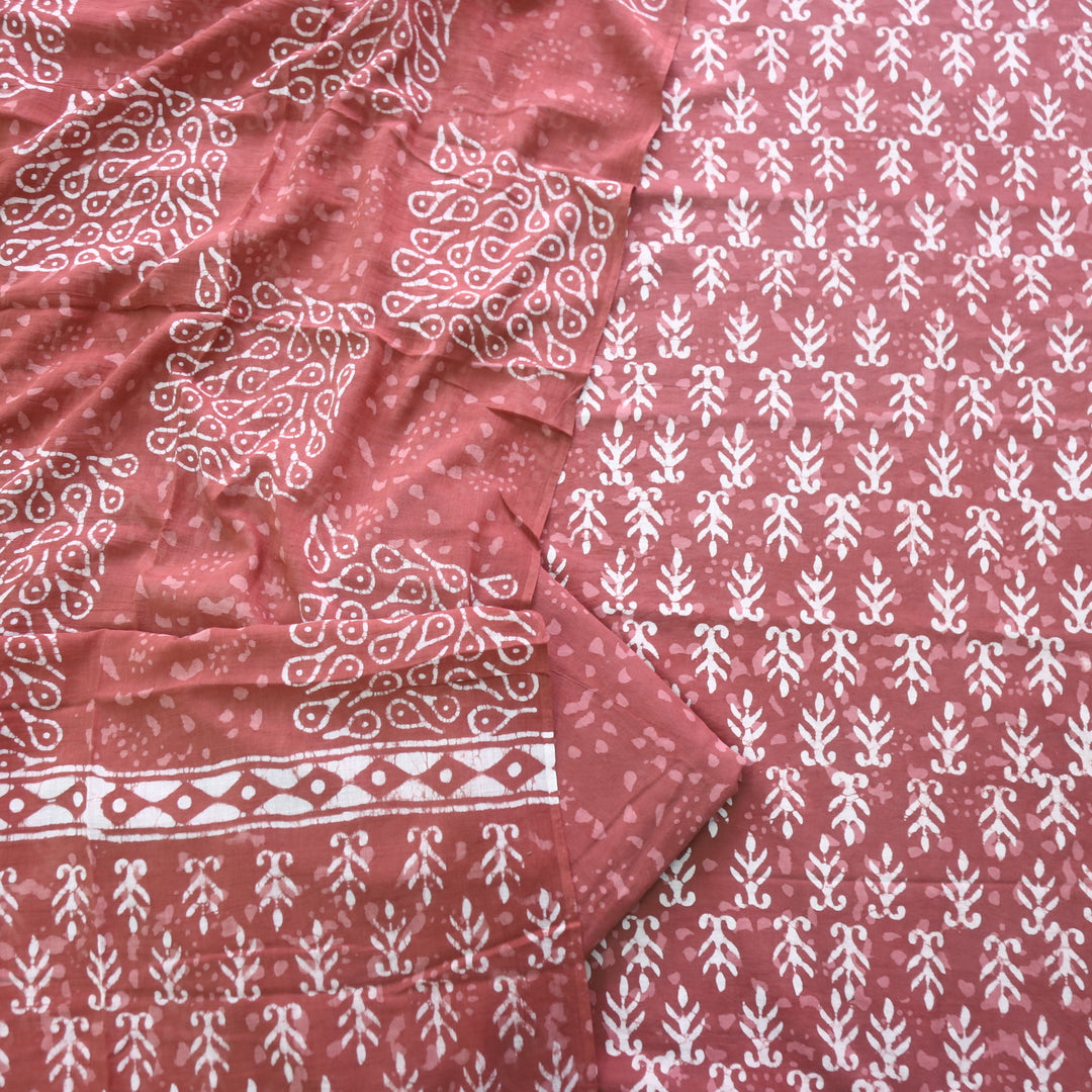 Ada Choco Brown Dabu Inspired Printed Cotton Suit Set