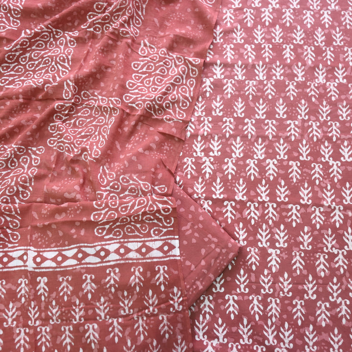 Ada Choco Brown Dabu Inspired Printed Cotton Suit Set