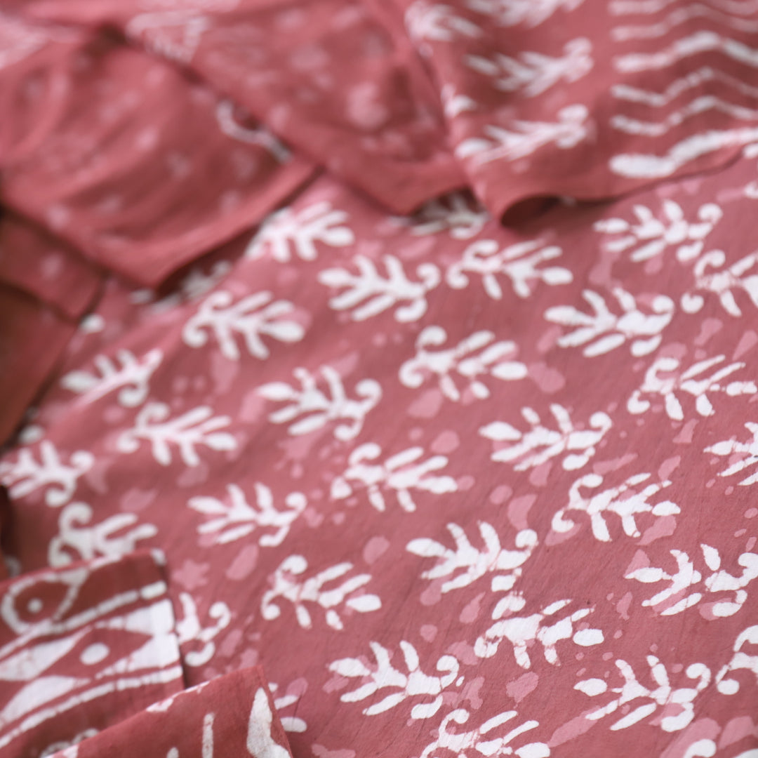 Ada Choco Brown Dabu Inspired Printed Cotton Suit Set