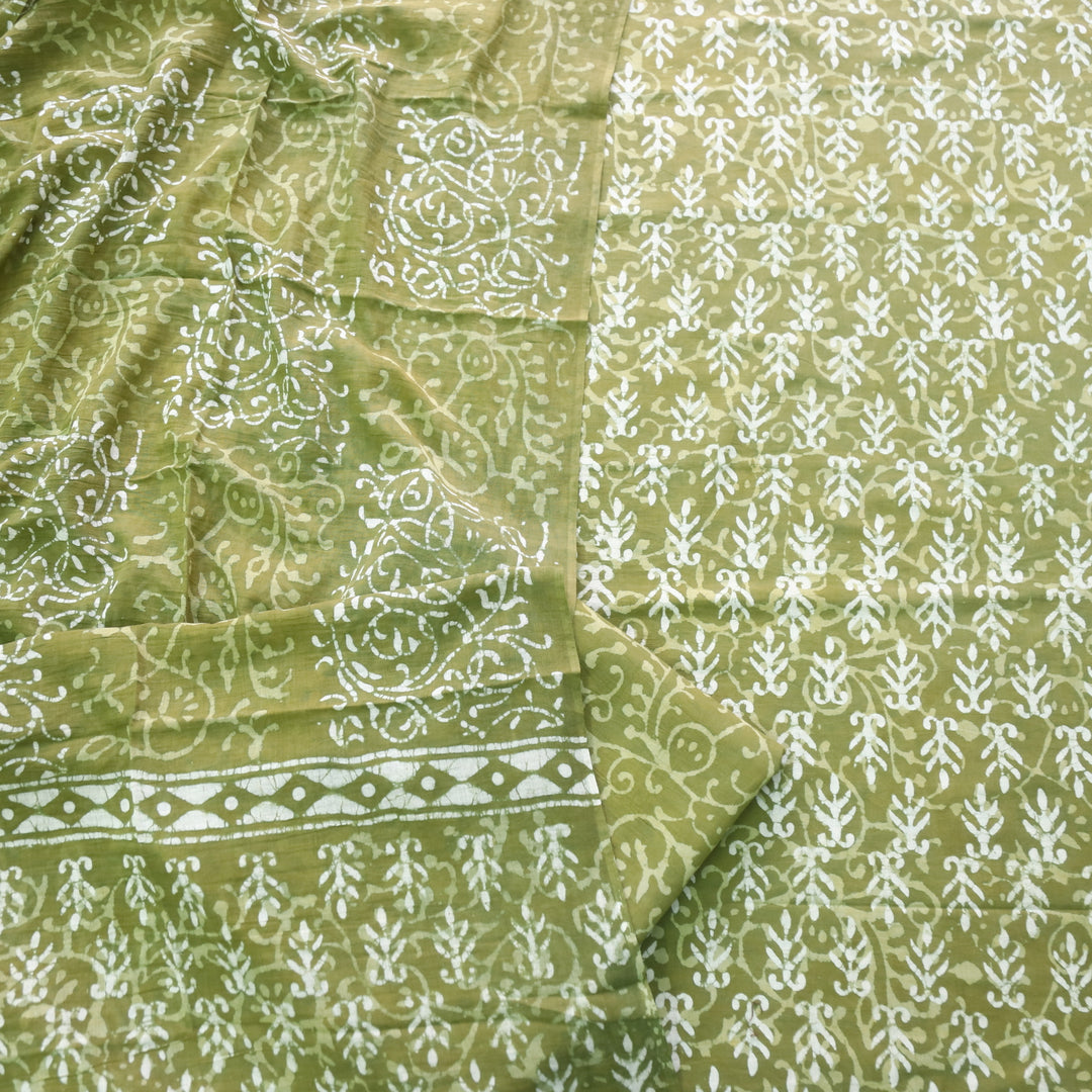 Ada Forest Green Dabu Inspired Printed Cotton Suit Set