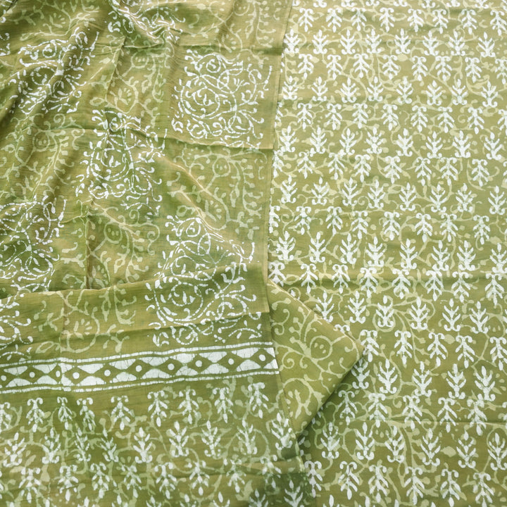 Ada Forest Green Dabu Inspired Printed Cotton Suit Set